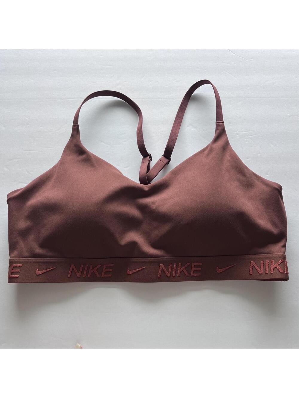 Nike Indy Dri-FIT Seamless Sports Bra Burgundy Mauve Medium Support Size Large